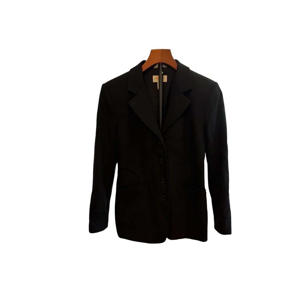 Talbots Petites Black Wool Blend Three Button Blazer Jacket Women old money‎ 4P